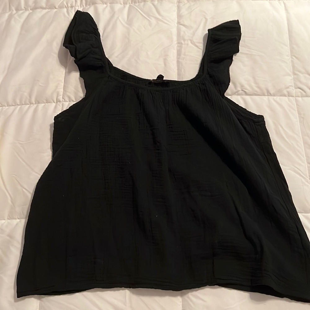 Saks Fifth Avenue Gauze Top M Black